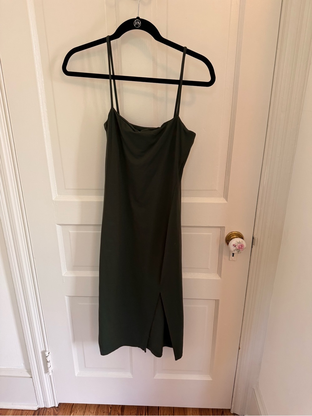 Susana Monaco Olive Slip Midi Dress with Side Slit
